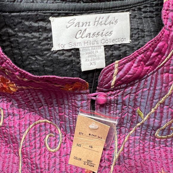 SAM HILU'S CLASSICS REVERSIBLE QUILTED JACKET FLORAL PURPLE / BLACK - Picture 9 of 9